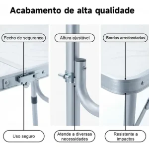 Mesa Dobrável Portátil Reforçada, Altura 120/90/60 Cm - Imagem 9