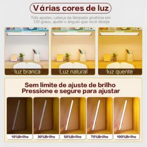 Luminária De Mesa Lampada 45cm De Led Abajur Luz Maquiagem - Imagem 6
