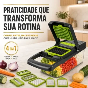 Cortador Fatiador Ralador De Legumes Frutas Vegetais Triturador Picador Manual 16 Peças para Cozinha Mandolin Inox Sólar - Imagem 3