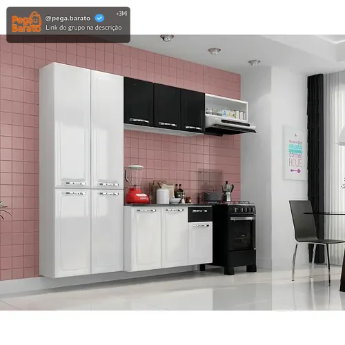 Cozinha Completa Itatiaia Aço Amanda Com Paneleiro Duplo Cor Preto