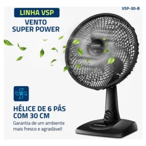 Ventilador de Mesa 30cm Super Power Mondial 60W VSP-30-B - Imagem 3