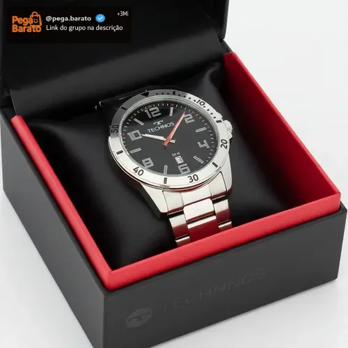Relógio Masculino Technos Militar Azul Original Prata