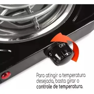 Fogareiro Elétrico Bak 1 Boca Preto 1000W Portátil para Camping - Imagem 5