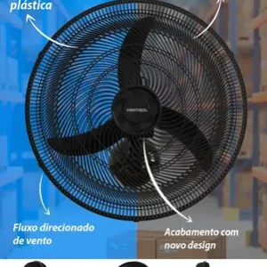 Ventilador De Parede Ventisol New Azul 3 Velocidades Estrutura Preto Diâmetro 50 Cm Material Das Pás Plástico - Imagem 5