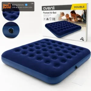 Colchão Inflável Casal Omega Azul 191x137x22cm Kit Reparo - Imagem 1