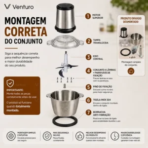 Multiprocessador Triturador Alimentos Elétrico Inox 2l 110v - Imagem 10