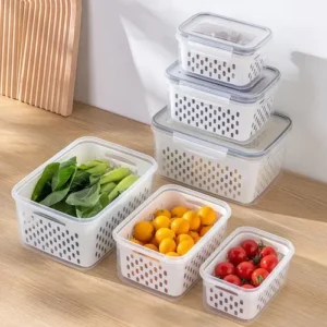 Kit 3 Organizadores Geladeira Alimentos Vegetais Com Tampas - Imagem 8