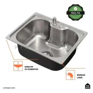 Cuba Gourmet para Cozinha Aço Inox 201 50x40cm Nawa Prata - Pingoo.casa - Imagem 3