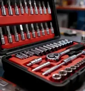 Kit Chaves Ferramentas Jogo Fenda Philips Catraca Soquete Allen 46 Peças Com Maleta Completa Manual Ideal Mecânico Manutenção Casa Carro Profissional Resistente Portátil Compacto Quicko Vermelho - Imagem 2