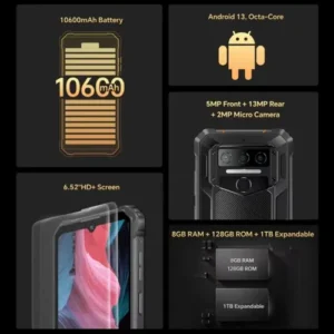 Cat S52 - Oukitel Wp23 Plus 24gb 256gb Prova D'água Robusto Preto - Imagem 9