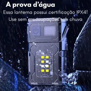 Lanterna Tatica Militar Potente Forte Recarregavel Multiuso Emergência Automotiva Prova Dagua C/ Power Bank - Imagem 4