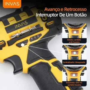 Furadeira Profissional Com Luz 2 Baterias 3/8 10mm Maleta - Imagem 9