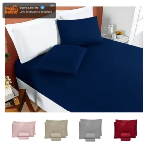 Kit Jogo Lençol Casal Elástico E Fronhas 3pçs 400 Fios Hotel - Imagem 1