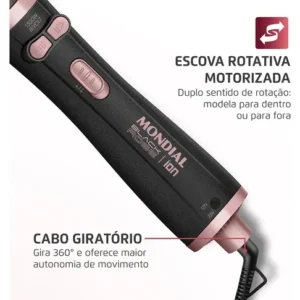 Escova Rotativa Mondial Ceramica Tourmaline Ion 3x1 Erb-01 Rosa 127/220v - Imagem 4