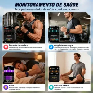 Smartwatch Relógio Inteligente Gps Chamadas Bluetooth Novante Masculino Feminino Moda Esportivo Digital Preto Ipx8 Água Tela Hd 1.83 480mah Android Ios Notificações Instantâneas Com Lanterna Bússola - Imagem 6