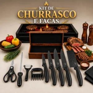 Kit Facas Churrasco 8 Peças Aço Inox Afiadas Completo - Imagem 7