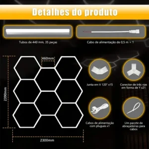 Iluminação Led Hexagonal Colmeia 8 Células Branco Frio Teto - Imagem 3