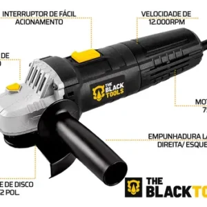 Esmerilhadeira Lixadeira Angular Bte750 4.1/2 750w Com Discos 4.1/2 The Black Tools - Imagem 7