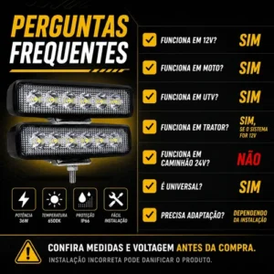 Kit 2 Farol De Milha Led Mini Barra 6 Leds 18w 12v - Imagem 11