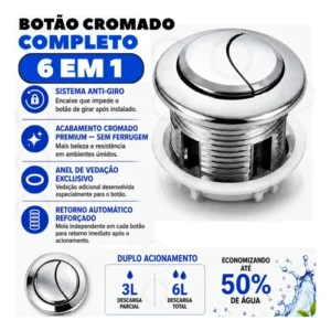 Kit Descarga Caixa Acoplada Reparo Completo Duplo Botão Mecanismo Universal Tipo Para Bacia Vaso Sanitário Louça Privada 3/6 Litros Superior Banheiro Casa Residencial Comercial Vmd Homecenter - Imagem 7