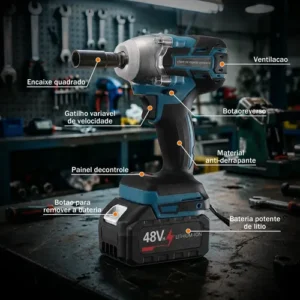 Kit Chave De Impacto 2 Baterias 48v Recarregável Com Maleta - Imagem 5
