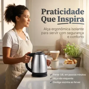Chaleira Elétrica Inox 1,8 Litros com Desligamento Automático e Base Giratória - Imagem 6