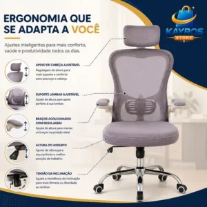 Cadeira De Escritório Presidente Office Giratória Ergonômica - Imagem 5