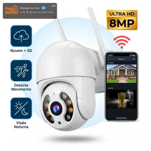 Câmera De Segurança Ip Wifi A8 Full Hd Icsee Ptz 355° Com Visão Noturna Áudio Bidirecional Ip66 Monitoramento Remoto Para Celular Android E iPhone