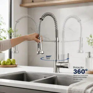 Kit Cuba Pia Torneira Gourmet Aço Inox 304 Escovada Bancada - Imagem 2