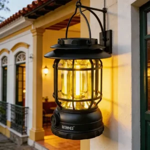 Lanterna Lampião Com Led C/ Placa Solar Recarregável - Imagem 4
