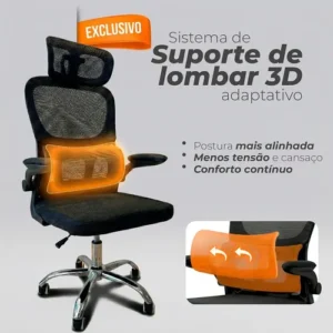 Cadeira Escritório Ergonômica Atlanta Preta Suporte Lombar - Imagem 3