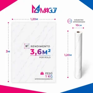 Placa Flexível Efeito Mármore Autocolante 1,20m X 3,00m - Imagem 4