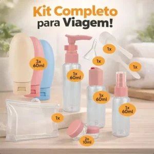 Kit Viagem 11 Itens Frascos Potes Spray Cremes Shampoo Cores Sortidas - Imagem 2