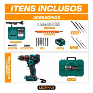 Furadeira Parafusadeira Impacto 60v A Baterias E Maleta - Imagem 8
