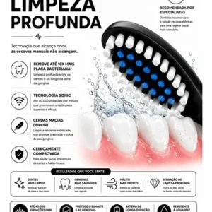 Escova Dental Elétrica Branca Sonic Recarregável 4 Refis Usb - Imagem 5