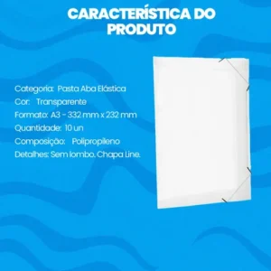 Kit 10 Pasta Aba Elastico Documento Oficio Escritorio Escola - Imagem 3
