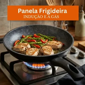 Frigideira De Indução Cerâmica Não Gruda Antiaderente Frita Sem Óleo Grande Fogão A Gás Indução Cooktop Elétrico Panela 24cm Preto Pítia - Imagem 3