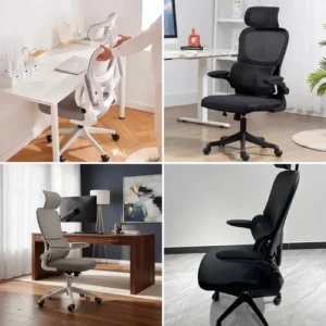 cadeira de Escritório ergonomica movel Veneza I-100 Cor Preto Com Suporte Lombar Apoio De Cabeça Estofado Mesh giratoria - Imagem 9