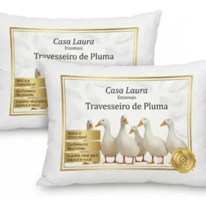 Kit 02 Travesseiro Antialérgico Pluma De Ganso 70cm X 50cm Cor Branco - Imagem 8