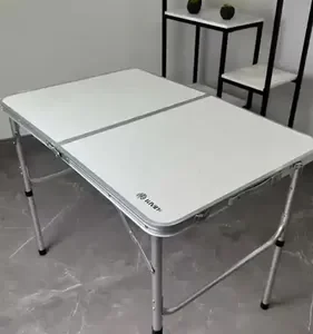 Mesa Dobrável Vira Maleta Alumínio Com Alça Portátil 90x60cm Para Camping Pesca Jardim Área Externa Ou Interna Salão De Festas Gourmet Cor Branco - Imagem 2