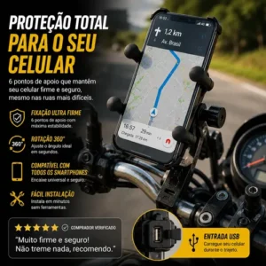 Suporte Moto Carregador Usb Universal Celular Shopclic - Imagem 3