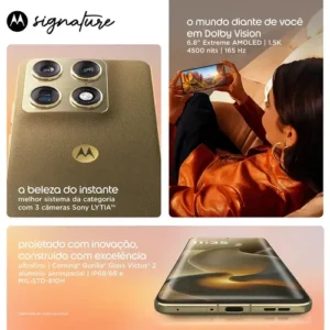 Smartphone Motorola Signature 5G - 512GB 24gb (12gb Ram + 12gb Ram Boost), 3 cameras 50MP Sony Lytia e Zoom 100x, Tela 1.5K extreme Amoled 165hz - Preto - Imagem 8