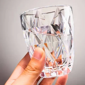 Jogo 6 Copos Diamond 300ml Vidro Grosso Diamante Luxo Moderno Resistente Buffet Casual Baixos Transparente - Imagem 8