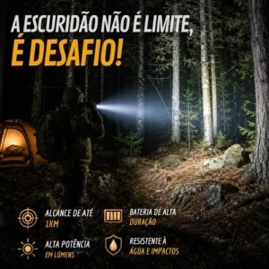 Lanterna Tática T9 Led Usb Recarregável Alto Brilho Potente Mais Forte Do Mundo Zoom Brielli Home - Imagem 4