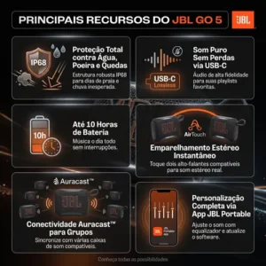 Caixa Som Jbl Go 5 Bluetooth Portátil Original Prova D'água - Imagem 5