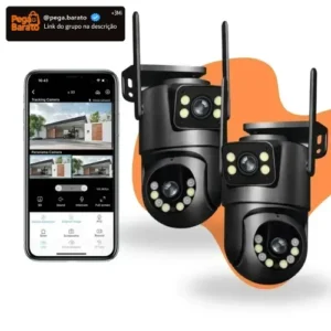 Kit 2 Câmeras de Segurança IP WiFi Interna Externa Full HD 360° Visão Noturna Detecção de Movimento Áudio Bidirecional Monitoramento Residencial - Imagem 1