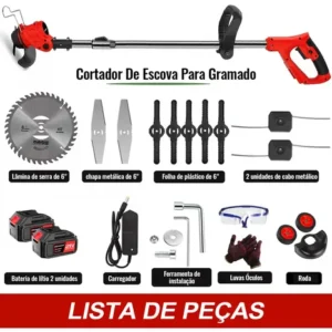 Roçadeira Cortador De Grama Eletrico 2 Baterias Com Road - Imagem 13