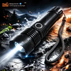 Lanterna Tática T9 Mais Forte Do Mundo LED CREE Recarregável USB Zoom Ajustável 5 Modos IPX4 Alumínio Luz Branca Camping Pesca Emergência Alcance Longo Foco Regulável Pro Power - Imagem 1