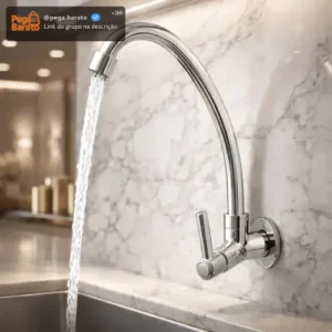 Torneira De Cozinha Pia Parede Bica Móvel Giratória Abs - Imagem 1