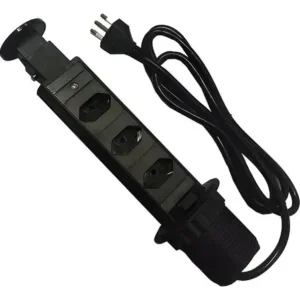 Torre 03 Tomadas Retrátil De Embutir Mesa Cozinha Sobrepor Bancada Escritório Totem Bivolt Plug 16A - Imagem 5